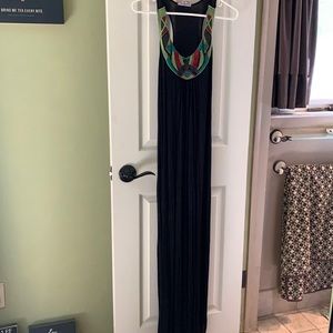 Black Jeweled Collar Maxi Dress